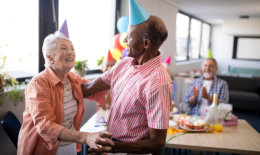 a group of senior having party